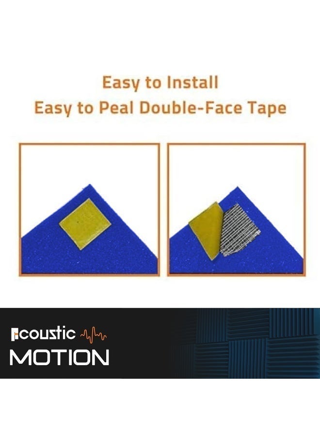 ACOUSTIC MOTION Foam Panels-Sound Proof WEDGE Panel With Self-Adhesive Set Of 12 3X30X30Cm Blue Stylish Acoustic Panels Basic For studio,recording,home,office,Acoustic Room Treatment - Image 4